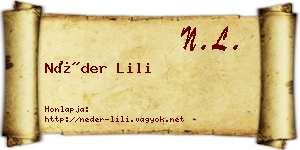 Néder Lili névjegykártya